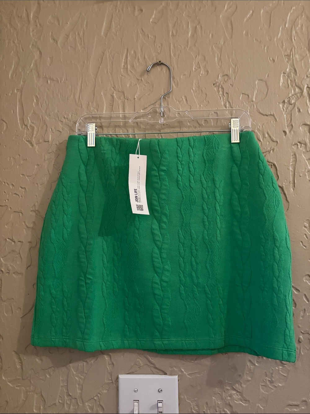 Zara Emerald Green Cable-Knit Mini Skirt
